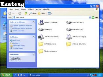Nabdka Tento pota ve Windows eXPeriece; vlevo v okn vidte odkazy na poloky Ovldac panely, Dokumenty, Msta v sti atd.
